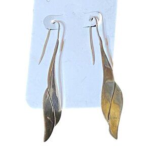 2.25" x .5" Sterling Silver 925 Leaf Design Earrings